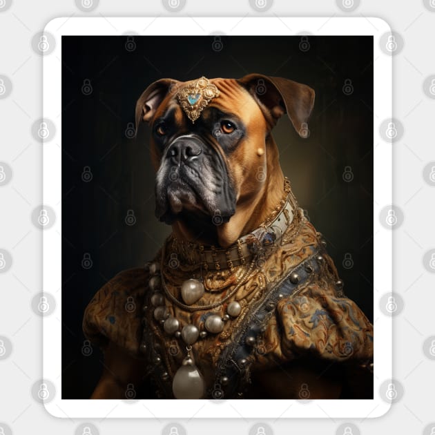 Regal Brindle Boxer - Medieval German Queen Sticker by HUH? Designs